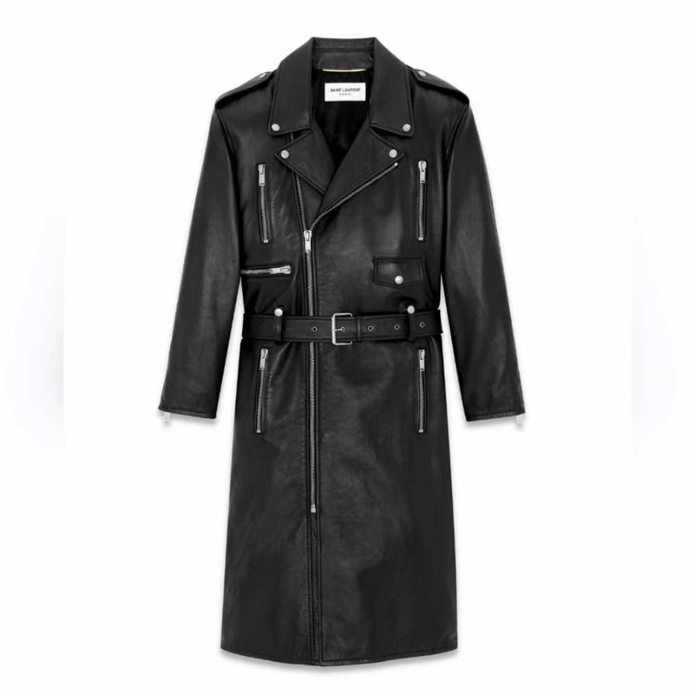 LONG MOTORCYCLE JACKET IN DRUMMED LAMBSKIN